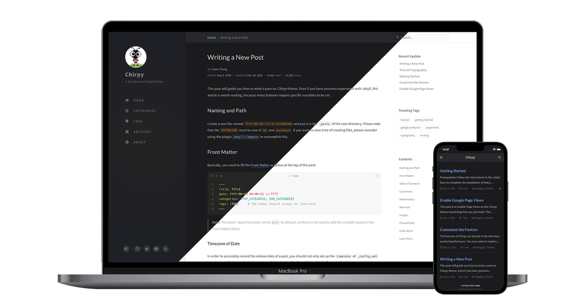 Updated blog theme 'Chirpy' for Jekyll